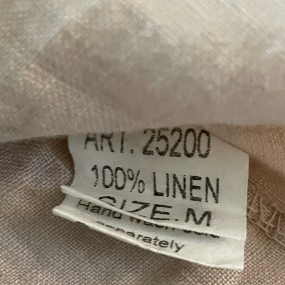 M- Valentina Naldi Italy- Linen Short Sleeve Button Down Shirt Beige NWT! - Picture 8 of 10